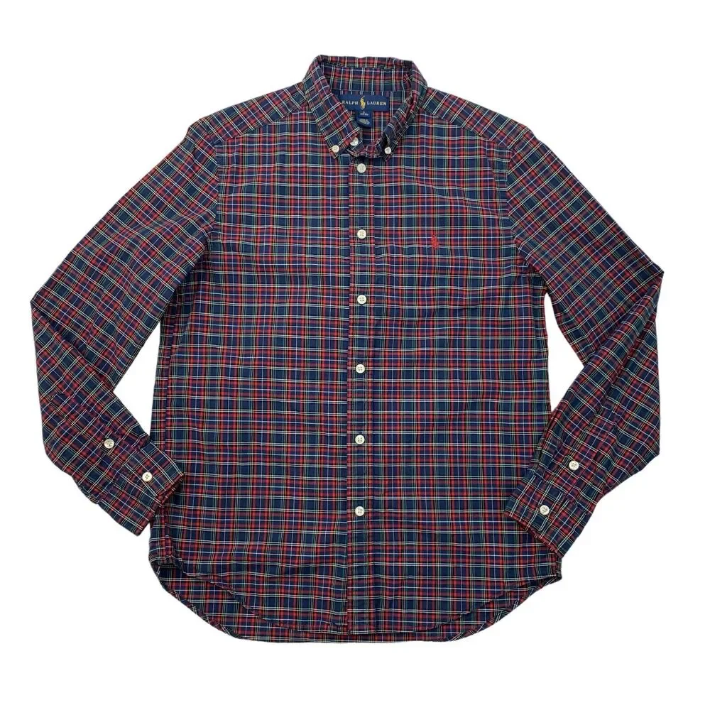 Ralph Lauren Shirt Boys‎ Youth L Large Plaid Button Down Long Sleeve Cotton